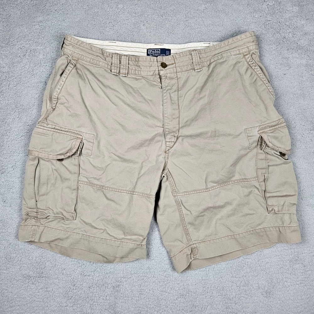 Polo Ralph Lauren Mens 42 Tan Khaki Cargo Shorts Gorpcore Utility 10" Inseam VTG